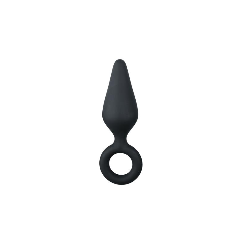 black buttplugs with pull ring medium