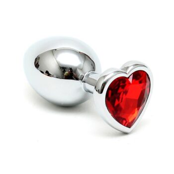butt plug plated steel crystal heart red