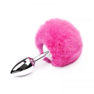 butt plug with pompon pink size s