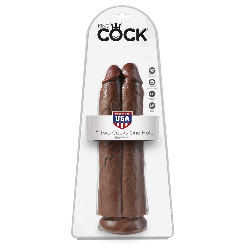double dildo two cocks one hole 11 brown 1