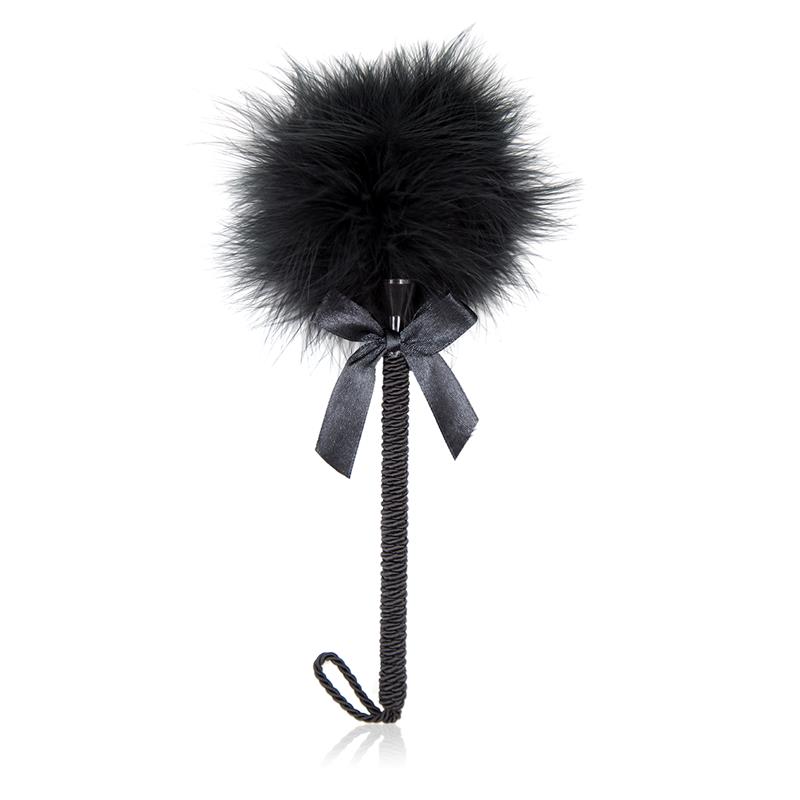 feather tickler with bow 25 cm black