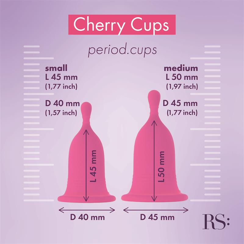 femcare cherry cup kit menstrual cup kit 2 sizes 3