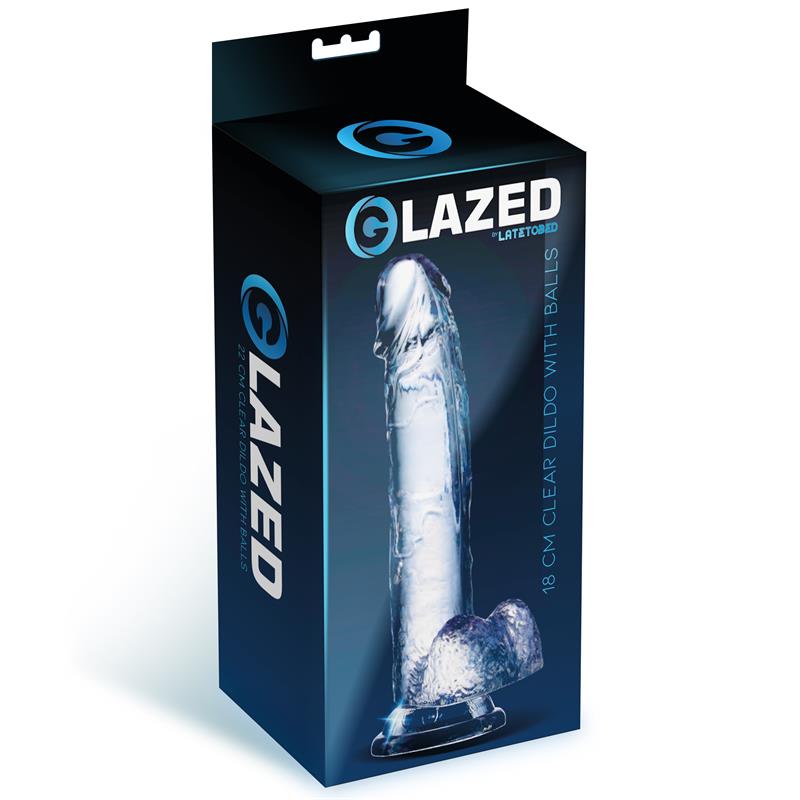 realistic dildo with testicles crystal material 18 cm 1