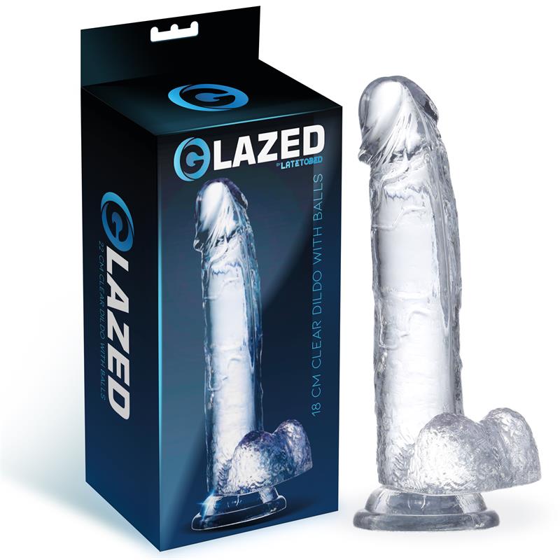 realistic dildo with testicles crystal material 18 cm