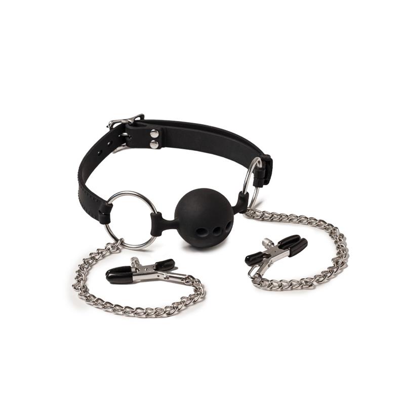 breathable mouthgag and nipple clamps