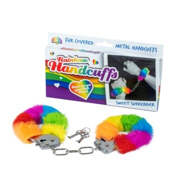 rainbow furry handcuffs