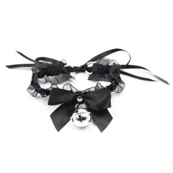 collar with bow bell and lace