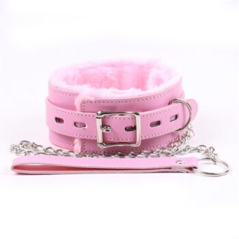 collar with leash pastel pink