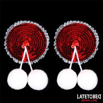 nipple pasties with red sequin pom pom
