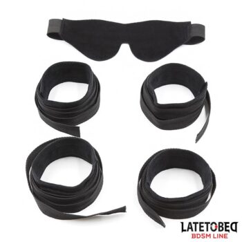 restraint 3 pieces set blindfold anklecuffs and wristcuffs adjustable